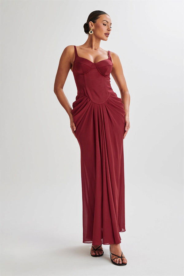 Leila Satin Corset Maxi Dress
