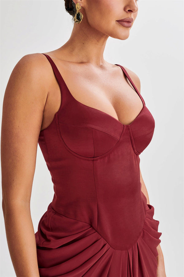 Leila Satin Corset Maxi Dress