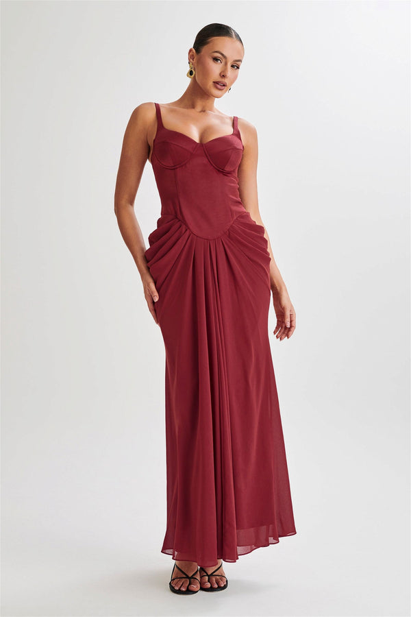 Leila Satin Corset Maxi Dress