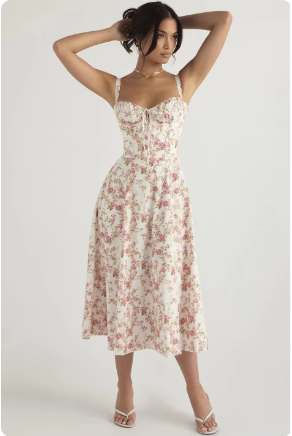 Floral Bustier Midriff Dress