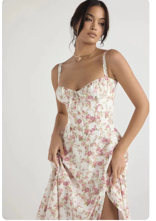 Floral Bustier Midriff Dress