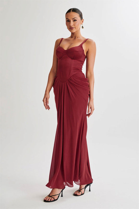 Leila Satin Corset Maxi Dress