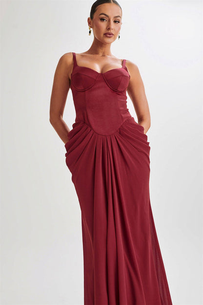 Leila Satin Corset Maxi Dress